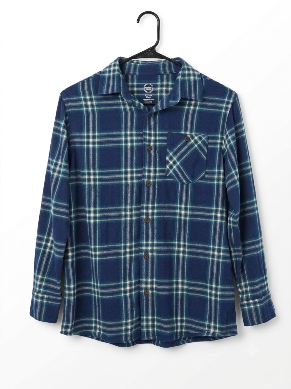For Children Size L wonder nation Blue and Green Plaid Button-Up Shirt